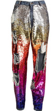 ASHISH Distressed Ombre Sequin Denim Jeans – Size S – Hand Embroidered – Rare picture