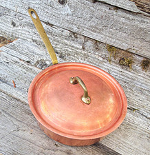 Vintage Mauviel Copper 9.5 Inch Saute Pan & Lid French Cookware Repair Restore picture