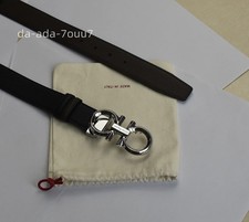 Ferragamo Belt Reversible Black /Brown length 120cm Silver Gancini buckle Men picture