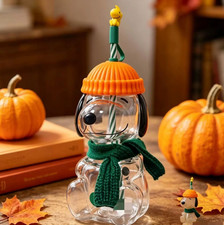 NEW 2026 Starbucks x Peanuts Snoopy Glass Cup Edition Halloween Gift picture