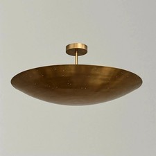 Brass Perforated Ceiling Light: Mid Century Sputnik Flush Mounting picture