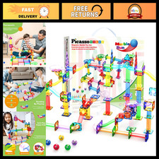 120 PCS Magnetic Tile Marble Run STEM Building Set for Kids Ages 3+ - Creative F picture