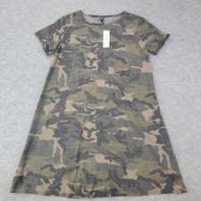 Francesca's ALYA Dress Green Camo Knee Length Short Sleeve Women's Size S NWT picture