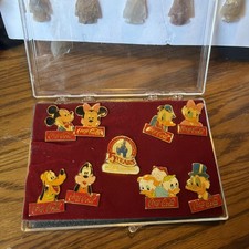 15 Years Walt Disney World Anniversary Coca Cola 9 Pin set In Case. Classic  picture