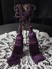VTG Conso Trims Empress 21919 Tassel Drapery Tiebacks Aubergine Purple Pair x2 picture