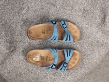 Birkis by Birkenstock Grenada Blue Leather Orthopedic Sandals slippers Unisex picture
