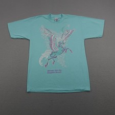 Vintage Harrahs Del Rio Shirt Mens Large Blue Unicorn Pegasus Glitter Casino 80s picture