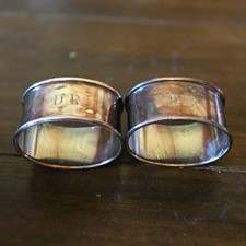 Rare Pair Antique German Railway Silver Napkin Rings DR Deutsche Reichsbahn Bruc picture