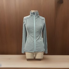 Lole Blue Gray Striped Mock Neck Jacket Size S UPF 50+ Stretch Pockets Beach picture