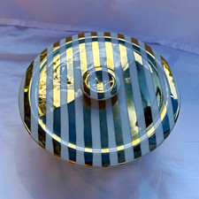 VTG Aluminite Frugier Limoges France Porcelain Round Casserole w/ Lid White Gold picture