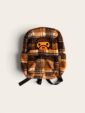 Bape Baby Milo A Bathing Ape Check Sherpa Backpack Rare picture