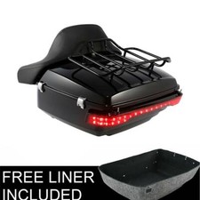 King Trunk Backrest Luggage Rack & LED Tail Light Fit For Harley Touring 14-2026 picture