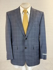 New Hickey Freeman Mens Blue Gray Plaid Suit 40S 34X34 USA 100% Worsted Wool NWT picture
