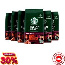 Starbucks Ground Coffee, Dark Roast Hot or Iced Coffee, Italian Roast, Six 12 oz picture