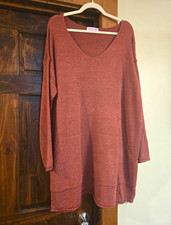 Discount Divas Women’s Plus 2XL Brown Solid Knit V-Neck Pullover Sweater Pockets picture