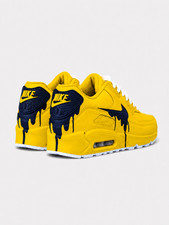 Custom Nike Air Max 90 Sneakers Yellow Navy Drip / Golden State / Indiana Denver picture