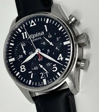 Alpina Startimer Chronograph Pilot Watch Quartz Mens 44mm Swiss Made picture