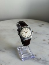 '50s Vintage Helbros Mechanical USA Made Unbreakable Mainspring 34mm Silver Tone picture
