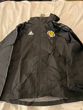 adidas Scotland National Team Soccer Full Zip Hooded Storm Rain Jacket Black picture