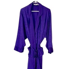 Vintage VICTORIAS SECRET GOLD LABEL Long Satin Bath Robe MOB WIFE S Small Purple picture