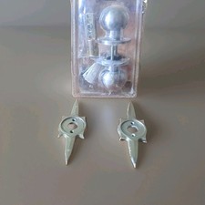 vintage mid-century modern atomic stELIAD Silver Polished Door Knob Set. picture