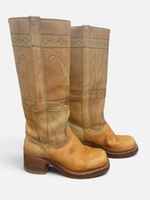 Vintage Rare Made In Canada Banana Leather Campus Frye-Style Western Boots  picture