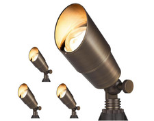 Pack 4 Focos LED de Jardín 12V en Latón Macizo, Iluminación Exterior Decorativa. picture