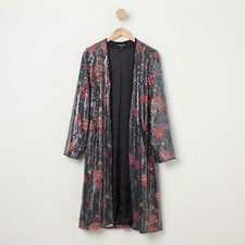 Torrid Grunge Glam Sequin Floral Duster Kimono Moody Dark Romance Plus 3 Black picture