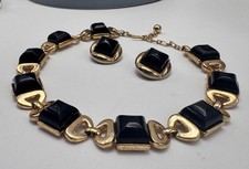 Vintage TRIFARI Necklace & Earring Set  in Black & Gold picture