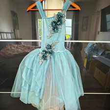 Weissman Girls Blue Floral Rhinestone Tutu Dance Dress Sleeveless Polyester LC picture
