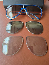 Alitalia Men’s Sport Aviator Sunglasses Blue Metal Frame Brown Tinted 138mm picture