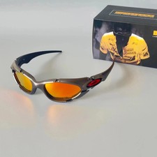 Vintage 90s Oakley Plate Silver Orange Glasses Outdoor Polarized Y2K GorpCore picture
