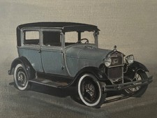 Fine art original framed oil painting American classic car Ford Model A 1920s picture