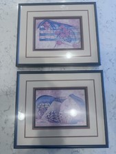 VTG Pair Of GE Mullan Wedding Vase And Flowers Framed Prints Artwork picture