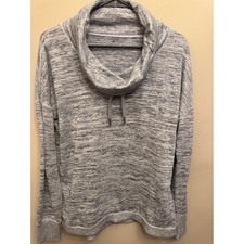 Athleta Blissful Cowl Neck Sweatshirt Womens M Gray Space Dye Marl Athletic picture