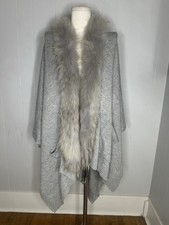 Vintage Linda Richard’s NY Genuine Fur Trim One Size Shawl Poncho picture