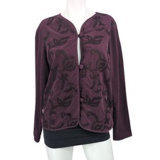 Pure J Jill Corduroy Floral Embroidered Blazer Jacket Button Up Boho Artsy Small picture