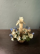 Vintage Italian Capodimonte Porcelain Floral Basket Figurine  picture