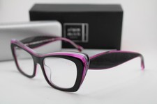 NEW ALAIN MIKLI A03119 001 SARETTE BLACK CLEAR PURPLE AUTHENTIC EYEGLASSES 53-18 picture