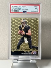 Drew Brees 2025 Leaf Pro Set Metal 1/1 GOLD RETRO- SUPER PSA 9 COLOR MATCH picture