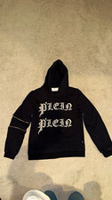 Philipp Plein Boy’s Black Pullover Graphic Logo Fleece Cotton Hoodie picture