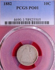 PCGS PO-1 1882 LOWBALL POCKET PIECE SEATED LIBERTY DIME picture