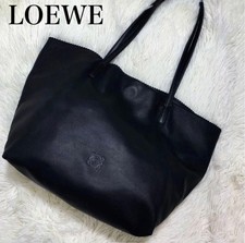 Auth LOEWE Anagram Tote Bag Nappa Leather Black Vintage Shoulder Bag A4 picture
