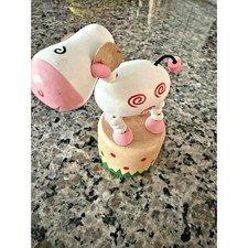 Vintage Wooden Dancing Push Button Puppet Cow Figure Collapsing Wood Cool Artsy picture