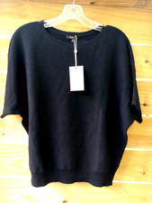 Quince Black Link Stitch Dolman Sleeve Sweater Women's Size S Lightweight NWT picture