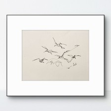 Original Abstract MInimalism 9x12 Flying Birds Handmade Signed Bedroom Decor 20 picture