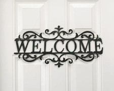 Welcome Sign Metal Scroll Door Chic Vintage Style Wall Decor 20