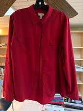 Chico's Women's Red Button-Up Shirt Size 2 picture