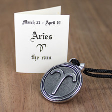 Aries Zodiac Pendant Necklace Astrology Horoscope Pewter Jewelry Talisman picture
