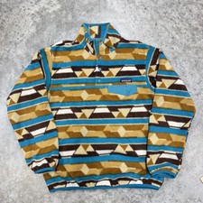 Patagonia Synchilla Womens Medium fleece pullover Brown Blue Geometric aztec picture
